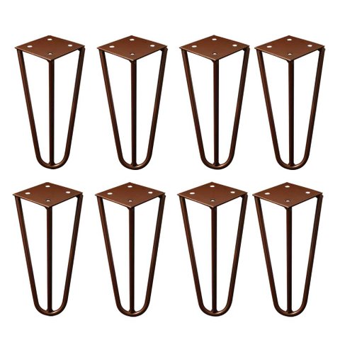 Kit 8 Pés de Metal 15 CM Hairpin Legs Mesas de Centro Puffs Bronze