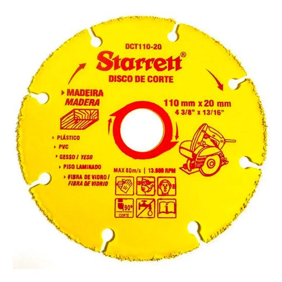 Disco de Corte de Tungstênio 110x20mm - Dct110-20 - Starrett - 2