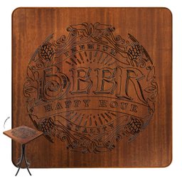 Cj Mesa Madeira 60x60cm - Bistrô Fixa 98cm + 4 Banquetas 73 - Natural - Beer Happy Hour - 3