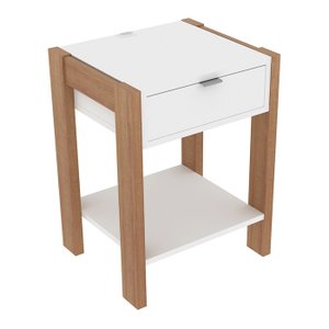 Mesa de Cabeceira 41cm com Tomada para Celular Az1016 Tecno Mobili - Amendoa/branco