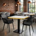 Ver imagem 2 de Conjunto Mesa de Jantar Quadrada Venezia 70x70cm Branca com 2 Cadeiras Estofadas Marcela - Preto