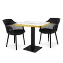 Ver imagem 1 de Conjunto Mesa de Jantar Quadrada Venezia 70x70cm Branca com 2 Cadeiras Estofadas Marcela - Preto