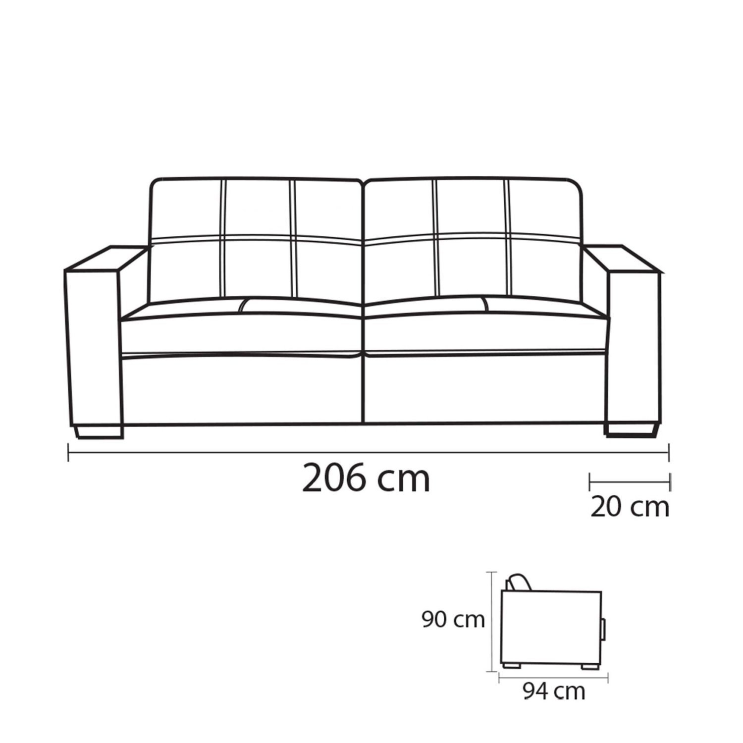 Sofá 3 Lugares 206cm Punto Mempra  - 3