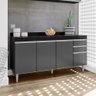 Balcão Lorena 160cm 4 Portas C/ Tampo Preto com Grafite - Belliv Decor - 3