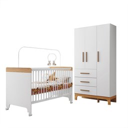 Kit Quarto Infantil Guarda-roupas e Berço Doçura Branco/savana - 2