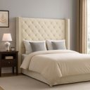 Ver imagem 1 de Cabeceira Vivian Estofada para Cama Queen 1,60 Veludo Bege Bz Home Decor