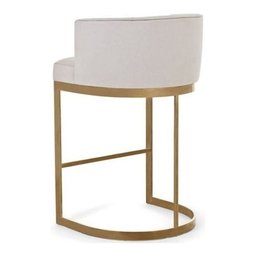 Banquetas Com Base Dourada Veludo Off White - 2