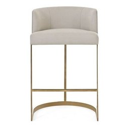 Banquetas Com Base Dourada Veludo Off White - 1