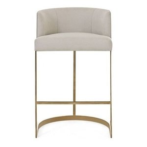 Banquetas Com Base Dourada Veludo Off White
