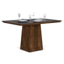 Ver mais imagens de Mesa de Sala Jantar Italia C/tampo Madeirado Vidro 120x90cm Cedro/off White - Dj Móveis