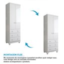 Ver imagem 5 de Guarda-Roupa de Bebê Junior 2 Portas 3 Gavetas 100% MDF Branco Brilho - Móveis Peroba