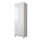 Ver imagem 2 de Guarda-Roupa de Bebê Junior 2 Portas 3 Gavetas 100% MDF Branco Brilho - Móveis Peroba