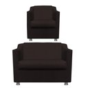 Ver imagem 1 de Kit Poltrona e Namoradeira Tilla Suede Marrom Twdecora