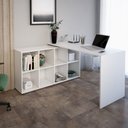 Ver imagem 4 de Escrivaninha Mesa Escritório Diretor em L com Nichos e Balcão Branco Artany