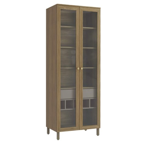 Armário de Cozinha Cristaleira 2 Portas de Vidro 80cm com Pés M628 Botanic Kappesberg