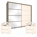 Ver imagem 1 de Guarda Roupa Casal Cavic com Kit Mesa de Cabeceira Duna Off White - Henn