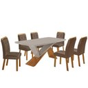Ver imagem 2 de Mesa de Jantar Yasmin 180cm Tampo com Vidro 6 Cadeiras Carol Veludo Capuccino/nat/off/serig. Off