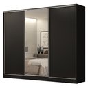 Ver imagem 2 de Guarda-Roupa Casal 100% MDF Madesa Royale 3 Portas de Correr com Espelho Preto Cor:Preto