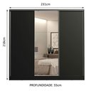 Ver imagem 3 de Guarda-Roupa Casal 100% MDF Madesa Royale 3 Portas de Correr com Espelho Preto Cor:Preto