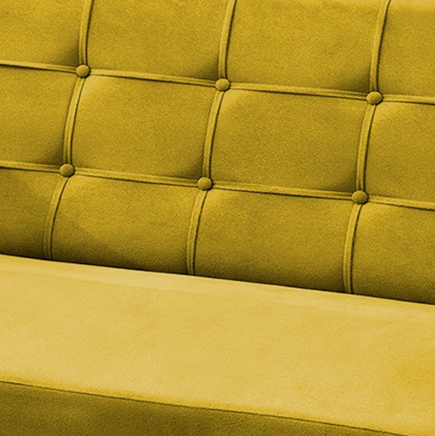 Sofa Namoradeira Decorativa Bella 2 Lugares Sala Recepção Escritorio - Lobo Shopp:Amarelo - 4