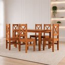 Ver imagem 1 de Conjunto de Jantar Retangular 6 Lugares 150cm 100% Madeira Maciça Treviso Yescasa Marrom/Cedro