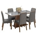 Ver imagem 2 de Conjunto Sala de Jantar Tampo de Vidro 6 Cadeiras Rustic/Cinza/Silver Peônia Madesa