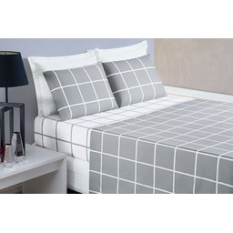 Jogo de Cama Com Lençol de Cima 200 fios Austin Casal 04 Peças - Cinza Bia Enxovais - 3