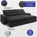Ver imagem 2 de Sofá Retrátil e Reclinável 2,30m Molas Ensacadas Max Spring Velusoft Preto Cama Inbox