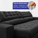Ver imagem 4 de Sofá Retrátil e Reclinável 2,30m Molas Ensacadas Max Spring Velusoft Preto Cama Inbox