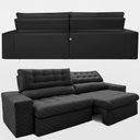Ver imagem 7 de Sofá Retrátil e Reclinável 2,30m Molas Ensacadas Max Spring Velusoft Preto Cama Inbox