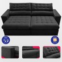 Ver imagem 5 de Sofá Retrátil e Reclinável 2,30m Molas Ensacadas Max Spring Velusoft Preto Cama Inbox