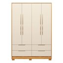 Ver mais imagens de Guarda-Roupa Casal 4 Portas 4 Gavetas com Pés Domo Amarelo/Cinamon/Off White