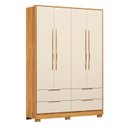 Ver imagem 2 de Guarda-Roupa Casal 4 Portas 4 Gavetas com Pés Domo Amarelo/Cinamon/Off White