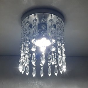 Lustre Em Cristais Acrílicos Alto Brilho Redondo 15 Cm Alt