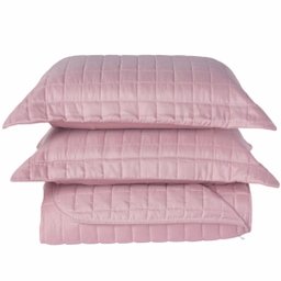Kit Cobre Leito Dupla Face Micro Percal 200 Fios Queen com Porta Travesseiro:rosa - 2