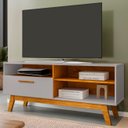 Ver imagem 2 de Rack Bancada para Tv 55 Pol 136cm Paládio Off/naturalle - Bechara