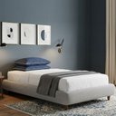 Ver imagem 2 de Cama Solteiro Pés Madeira 105cm Emma Linho Cinza Claro - Nexta Casa