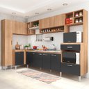 Ver imagem 1 de Cozinha de Canto Modulada Inova 292/120Cm Balcão Pia Cooktop Armário MDP Carvalho Grafite - ClickLar