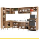 Ver imagem 3 de Cozinha de Canto Modulada Inova 292/120Cm Balcão Pia Cooktop Armário MDP Carvalho Grafite - ClickLar