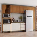 Ver imagem 1 de Cozinha Completa Venaly 12 Portas 2 Gavetas com Tampo e Vidro Cinamomo/Off White - Henn