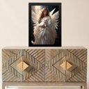 Ver imagem 1 de Quadro Decorativo Anjo com Gato 24x18cm - com Vidro:moldura Branca