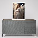 Ver imagem 2 de Quadro Decorativo Anjo com Gato 24x18cm - com Vidro:moldura Branca