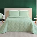 Ver imagem 4 de Kit Cobre Leito Colcha Tendência King 3 Peças Micropercal 200 Fios Bordado Premium - Verde