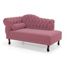 Ver imagem 2 de Divã Recamier Lavínia Clássico 120cm Capitonê com Pés de Madeira Suede Rosa - Desk Design