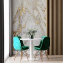 Ver imagem 1 de Papel de Parede Painel 3D Mármore Branco com Ouro 2M Auto Colante Lavável Revestimento Brilhoso
