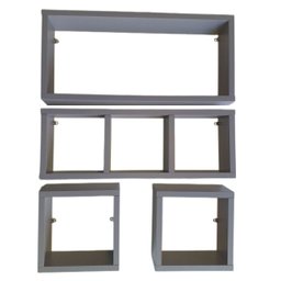 Nicho Organizador Prateleira Mdf para Decoração Kit 04 Peças - Cinza Tx - 1