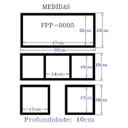 Nicho Organizador Prateleira Mdf para Decoração Kit 04 Peças - Cinza Tx - 2