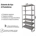 Ver imagem 7 de Estante de Aço 194x92x30 6 Prateleiras até 30kg Chapa 26