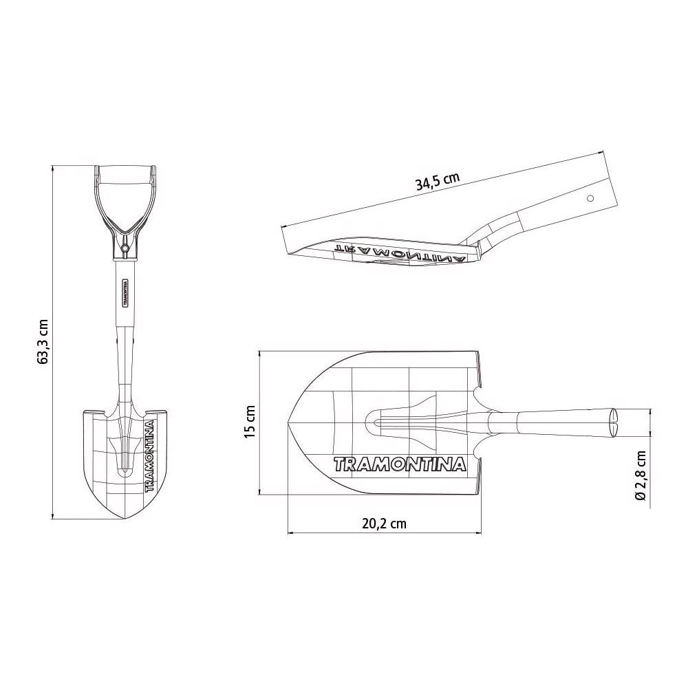 Pá de Bico Pequena em Aço com Empunhadura Plástica Reta com Cabo 45 Cm - Tramontina 77498404 - 2