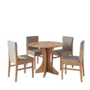 Ver imagem 1 de Conjunto Mesa Jantar Redonda 90cm 4 Cadeiras Madeira Estofadas Arezzo Amêndoa Cbmjra90